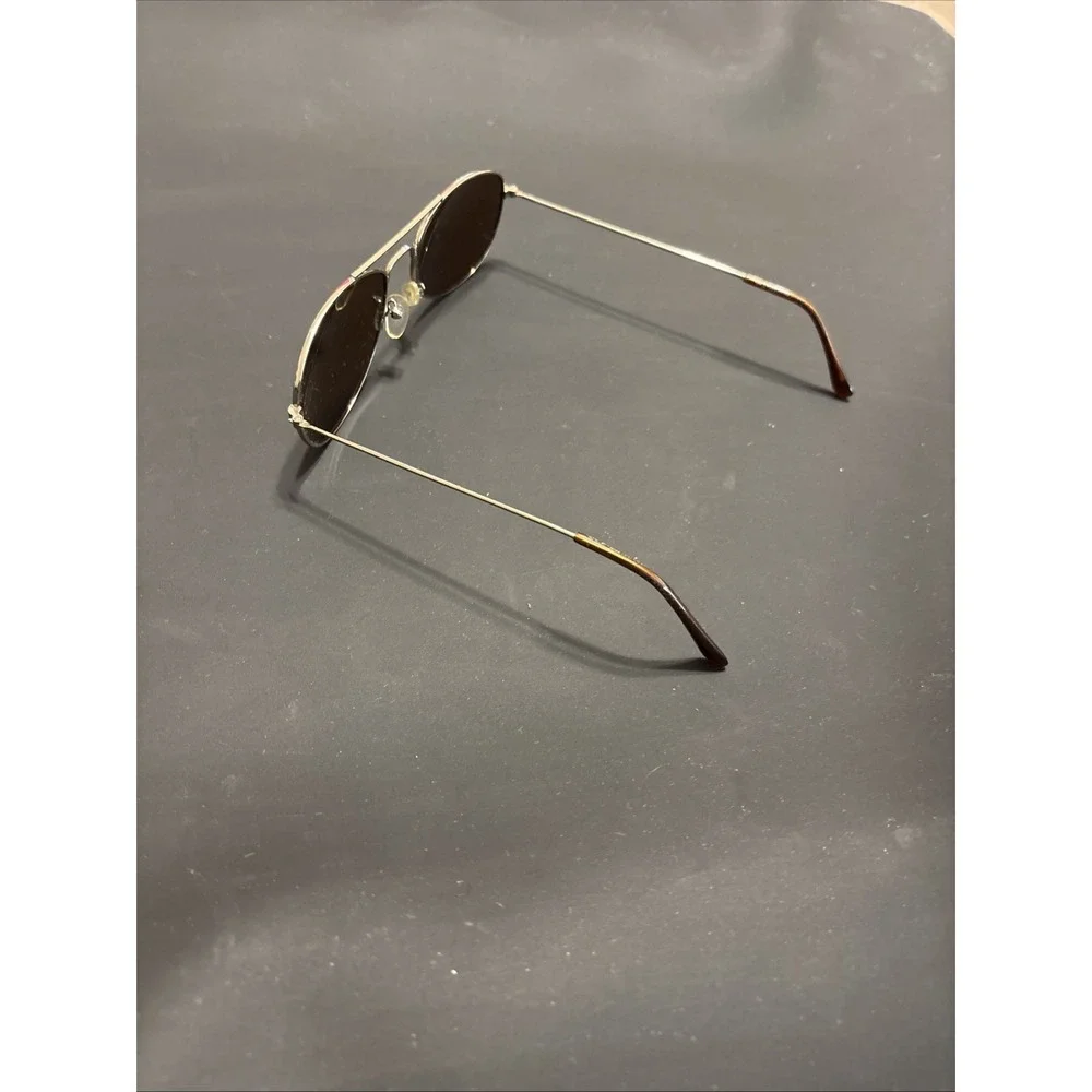 Rectangular Aviator Sunglasses Silver Metal Frame Brown Tinted Lens